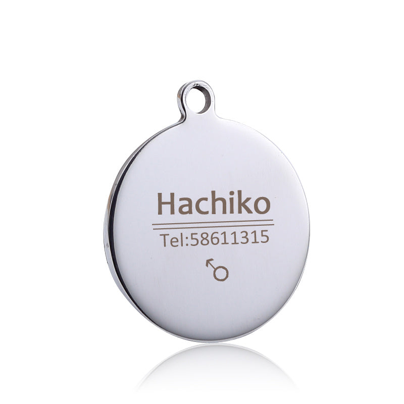 Custom Engraved Pet ID Tag – Personalized Metal Name Tag with Photo, Phone & Address