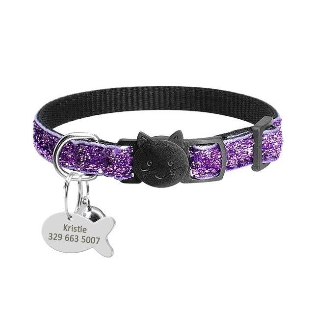 Safety Breakaway Cat Collar – Quick Release Kitten Collar with Bell & Personalized ID Tag