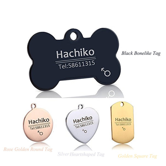 Custom Engraved Pet ID Tag – Personalized Metal Name Tag with Photo, Phone & Address