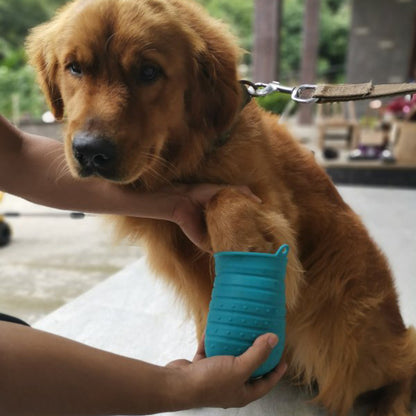 Portable Dog Paw Cleaner Cup – Gentle Silicone Brush for Shiba Inu & Small Breeds