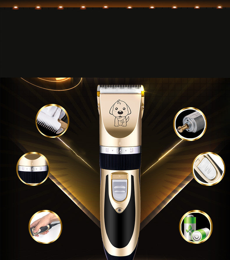 A88-USB Professional Pet Hair Trimmer – Titanium Ceramic Blade Dog & Cat Grooming Clippers with Limit Combs
