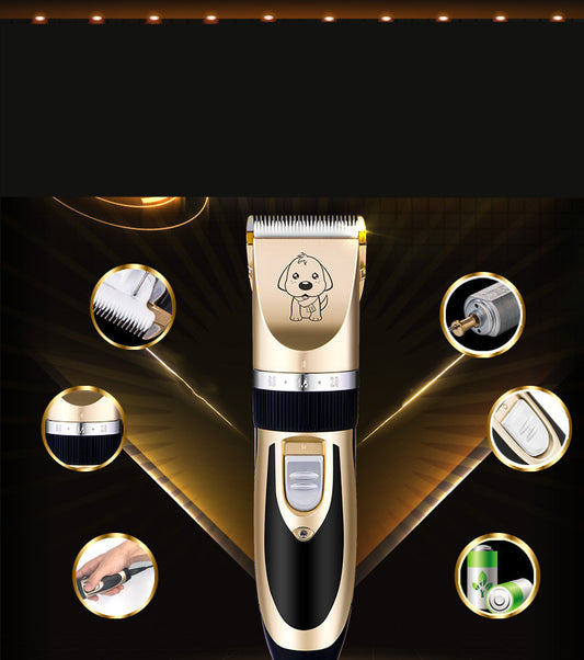 A88-USB Professional Pet Hair Trimmer – Titanium Ceramic Blade Dog & Cat Grooming Clippers with Limit Combs