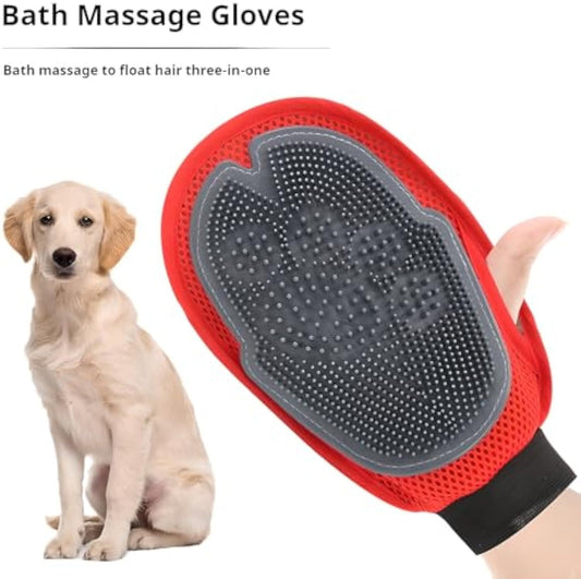 Pet Grooming & Bathing Glove – Hair Remover Mitt with Built-In Cleaning Brush
