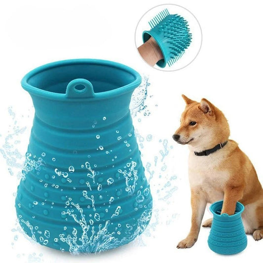 Portable Dog Paw Cleaner Cup – Gentle Silicone Brush for Shiba Inu & Small Breeds